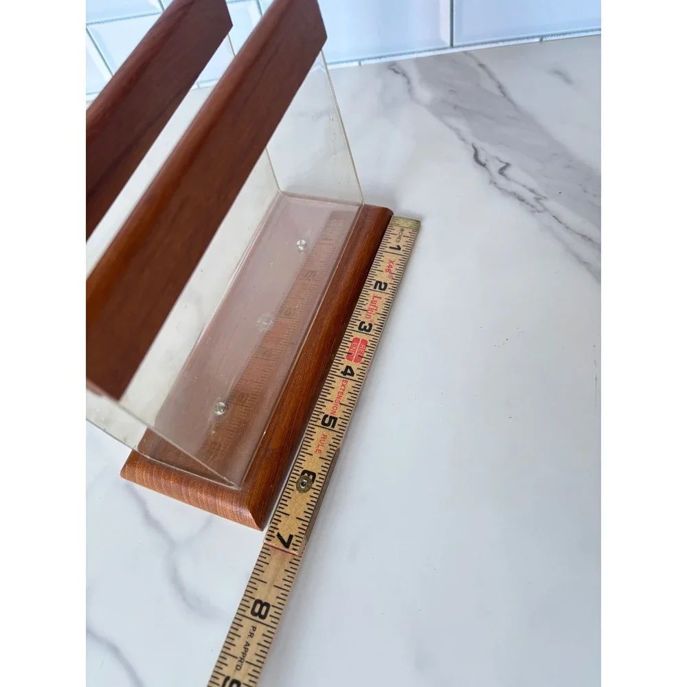 Dolphin Genuine Teakwood Lucite Napkin Holder Mid Century Modern MCM Thailand